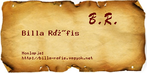 Billa Ráfis névjegykártya